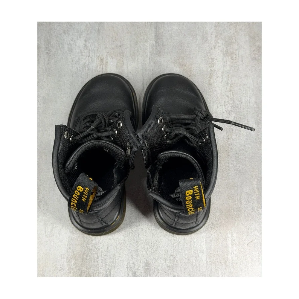 Dr. Martens 1460 T Toddler Black Leather Lace Up Side Zip Boots Size 8 US 7 UK
